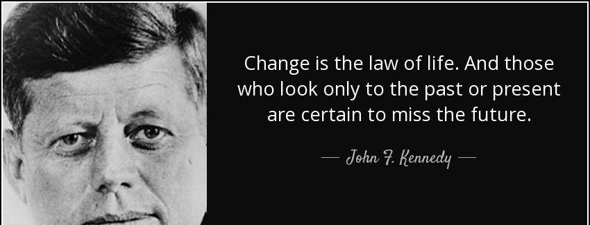 quote change is the law of life and those who look only to the past or present are certain john f kennedy Quotes