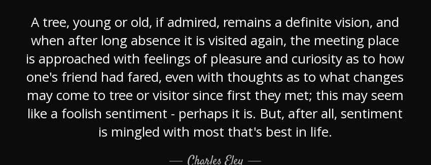 quote a tree young or old if admired remains a definite vision and when after long absence charles eley Quotes