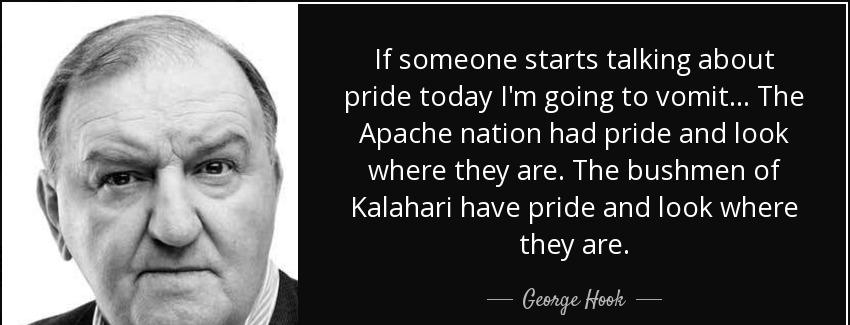 quote if someone starts talking about pride today i m going to vomit the apache nation had george hook Quotes
