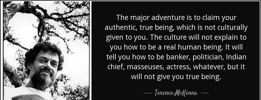 quote the major adventure is to claim your authentic true being which is not culturally given terence mckenna Quotes