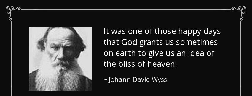 quote it was one of those happy days that god grants us sometimes on earth to give us an idea johann david wyss Quotes