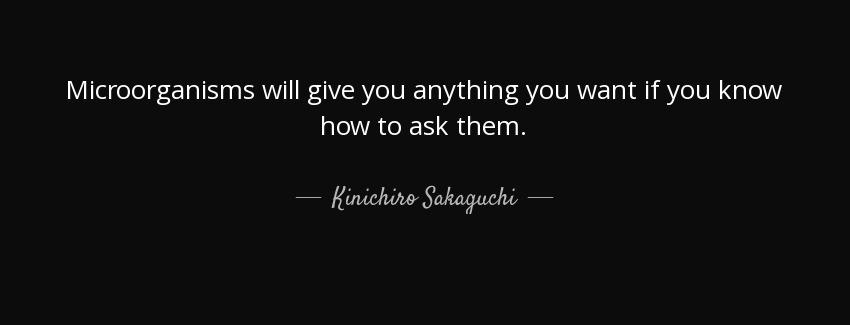 quote microorganisms will give you anything you want if you know how to ask them kinichiro sakaguchi Quotes
