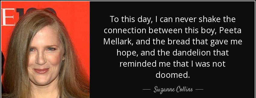 quote to this day i can never shake the connection between this boy peeta mellark and the suzanne collins Quotes