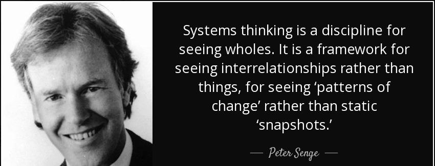 quote systems thinking is a discipline for seeing wholes it is a framework for seeing interrelationships peter senge Quotes