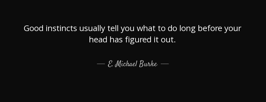 quote good instincts usually tell you what to do long before your head has figured it out e michael burke Quotes