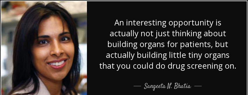 quote an interesting opportunity is actually not just thinking about building organs for patients sangeeta n bhatia Quotes