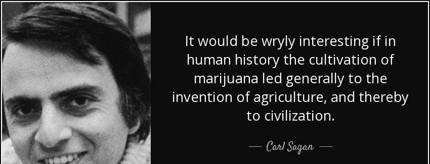 quote it would be wryly interesting if in human history the cultivation of marijuana led generally carl sagan Quotes