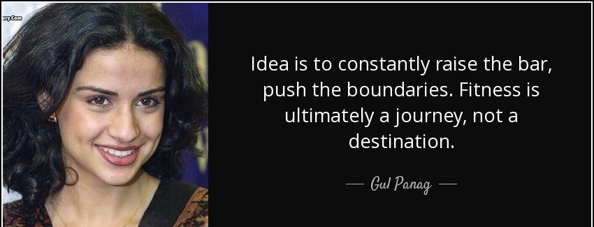 quote idea is to constantly raise the bar push the boundaries fitness is ultimately a journey gul panag Quotes