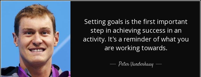 quote setting goals is the first important step in achieving success in an activity it s a peter vanderkaay Quotes