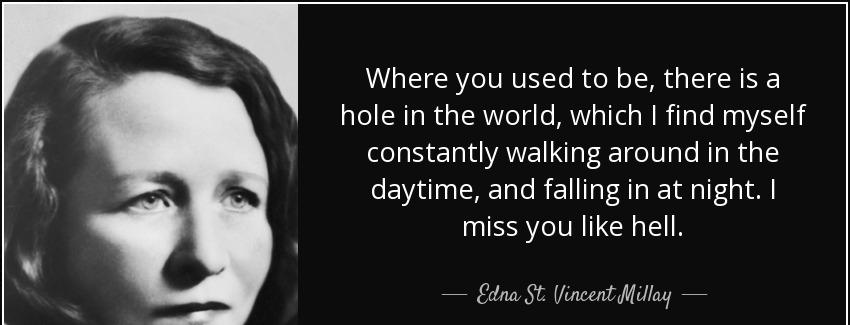 quote where you used to be there is a hole in the world which i find myself constantly walking edna st vincent millay Quotes