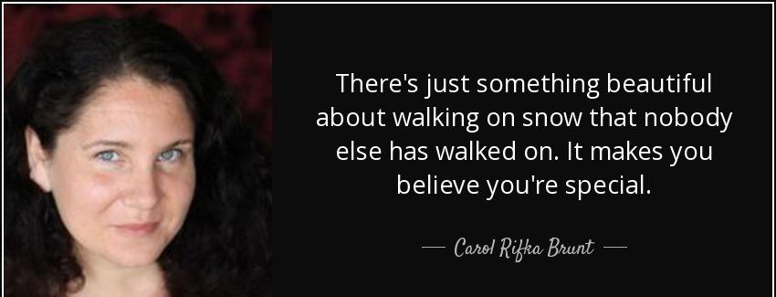 quote there s just something beautiful about walking on snow that nobody else has walked on carol rifka brunt Quotes