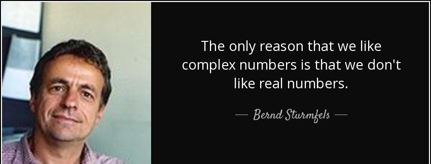 quote the only reason that we like complex numbers is that we don t like real numbers bernd sturmfels Quotes