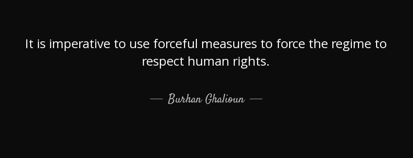 quote it is imperative to use forceful measures to force the regime to respect human rights burhan ghalioun Quotes