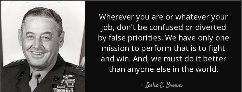 quote wherever you are or whatever your job don t be confused or diverted by false priorities leslie e brown Quotes