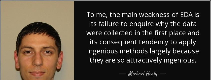 quote to me the main weakness of eda is its failure to enquire why the data were collected michael healy Quotes