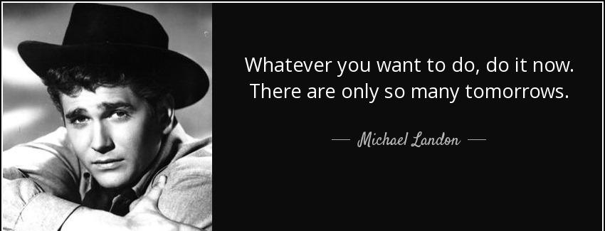 quote whatever you want to do do it now there are only so many tomorrows michael landon Quotes