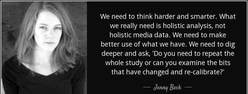quote we need to think harder and smarter what we really need is holistic analysis not holistic jenny beck Quotes