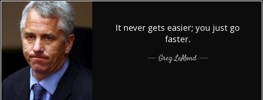 quote it never gets easier you just go faster greg lemond Quotes
