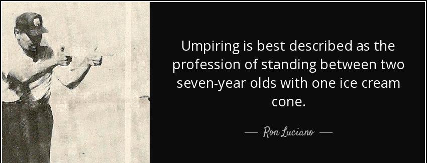 quote umpiring is best described as the profession of standing between two seven year olds ron luciano Quotes
