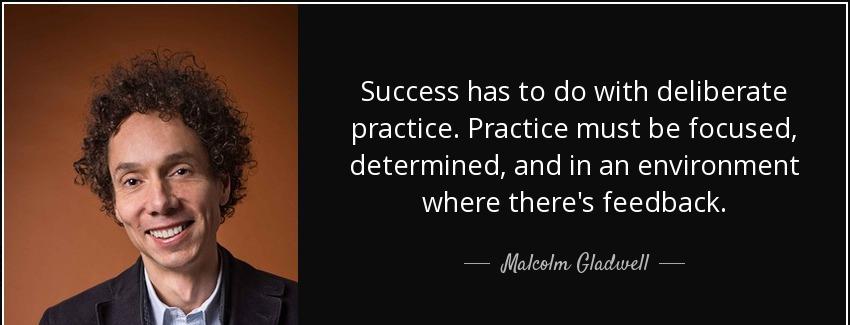 quote success has to do with deliberate practice practice must be focused determined and in malcolm gladwell Quotes