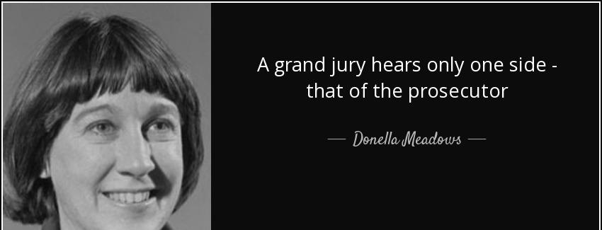 quote a grand jury hears only one side that of the prosecutor donella meadows Quotes