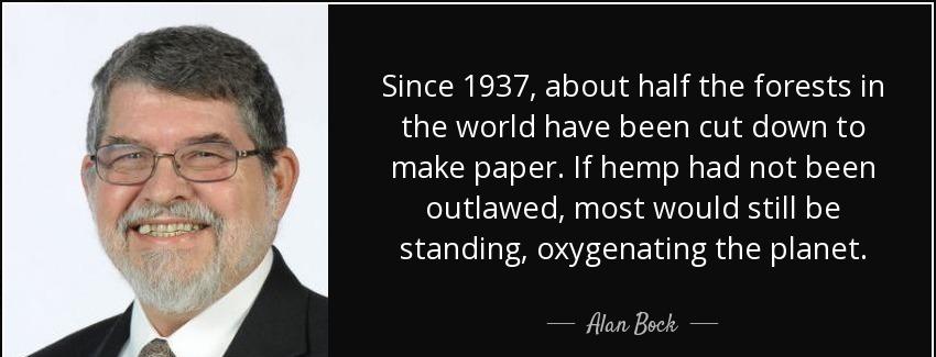 quote since 1937 about half the forests in the world have been cut down to make paper if hemp alan bock Quotes