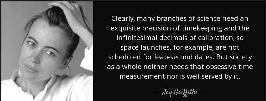 quote clearly many branches of science need an exquisite precision of timekeeping and the jay griffiths Quotes