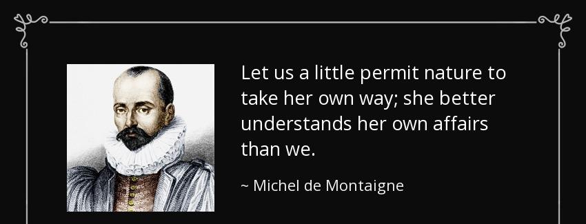 quote let us a little permit nature to take her own way she better understands her own affairs michel de montaigne Quotes