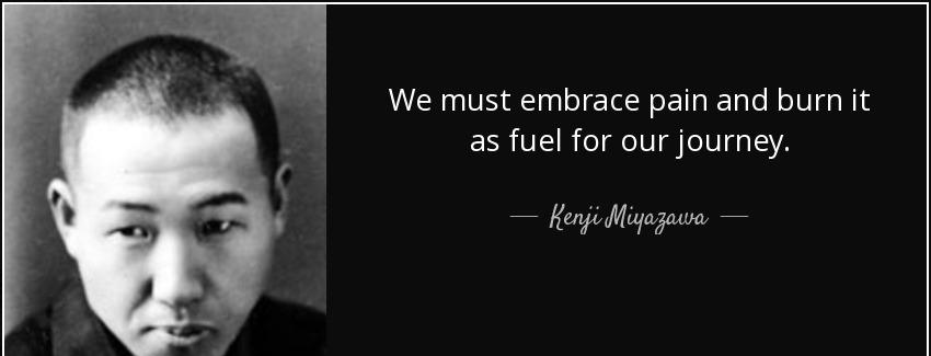 quote we must embrace pain and burn it as fuel for our journey kenji miyazawa Quotes