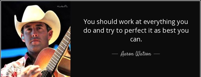 quote you should work at everything you do and try to perfect it as best you can aaron watson Quotes