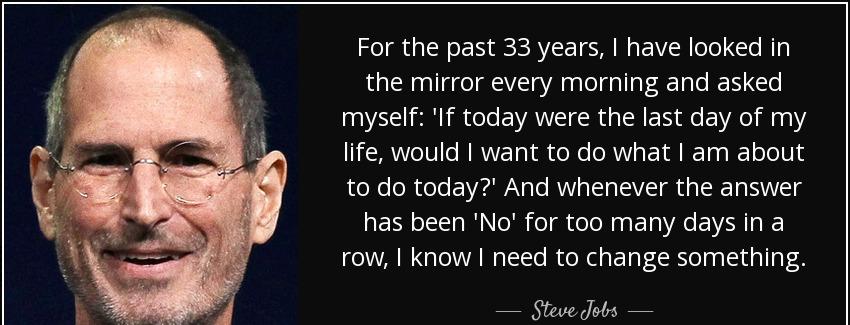 quote for the past 33 years i have looked in the mirror every morning and asked myself if steve jobs Quotes