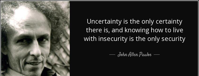 quote uncertainty is the only certainty there is and knowing how to live with insecurity is john allen paulos Quotes