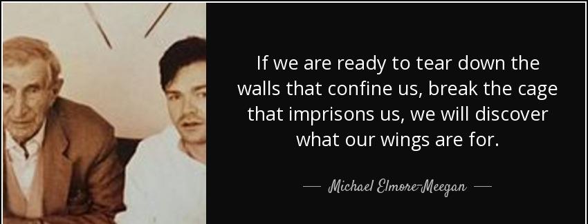 quote if we are ready to tear down the walls that confine us break the cage that imprisons michael elmore meegan Quotes