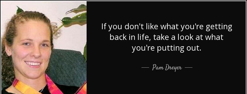quote if you don t like what you re getting back in life take a look at what you re putting pam dreyer Quotes