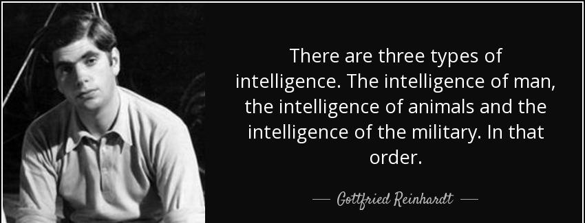 quote there are three types of intelligence the intelligence of man the intelligence of animals gottfried reinhardt Quotes