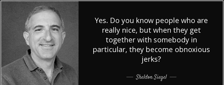 quote yes do you know people who are really nice but when they get together with somebody sheldon siegel Quotes