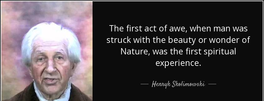 quote the first act of awe when man was struck with the beauty or wonder of nature was the henryk skolimowski Quotes