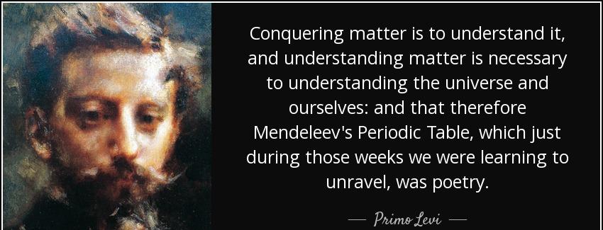 quote conquering matter is to understand it and understanding matter is necessary to understanding primo levi Quotes