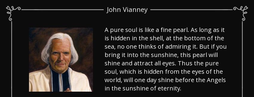 quote a pure soul is like a fine pearl as long as it is hidden in the shell at the bottom john vianney Quotes