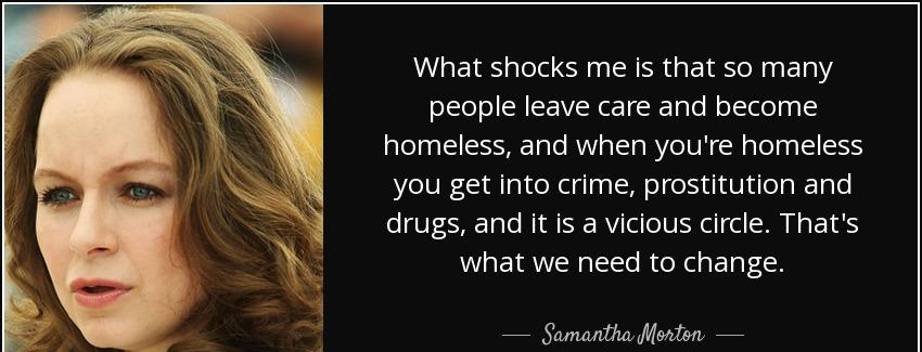 quote what shocks me is that so many people leave care and become homeless and when you re samantha morton Quotes