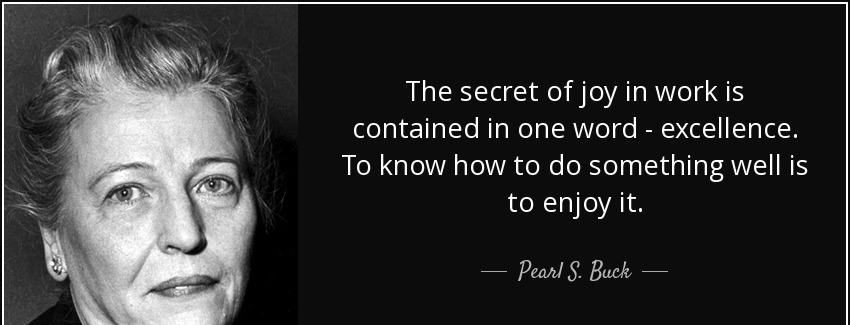 quote the secret of joy in work is contained in one word excellence to know how to do something pearl s buck Quotes