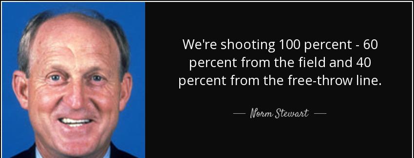 quote we re shooting 100 percent 60 percent from the field and 40 percent from the free throw norm stewart Quotes