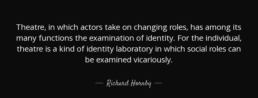 quote theatre in which actors take on changing roles has among its many functions the examination richard hornby Quotes