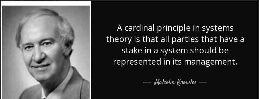 quote a cardinal principle in systems theory is that all parties that have a stake in a system malcolm knowles Quotes