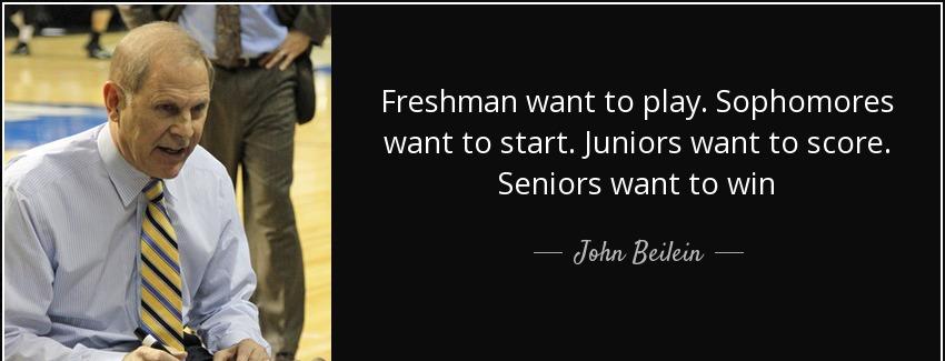 quote freshman want to play sophomores want to start juniors want to score seniors want to john beilein Quotes
