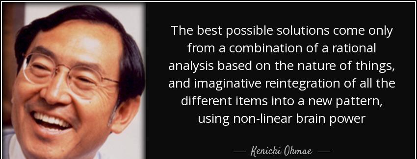 quote the best possible solutions come only from a combination of a rational analysis based kenichi ohmae Quotes