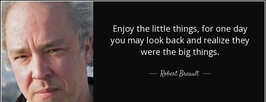quote enjoy the little things for one day you may look back and realize they were the big robert breault Quotes