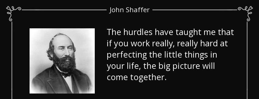 quote the hurdles have taught me that if you work really really hard at perfecting the little john shaffer Quotes