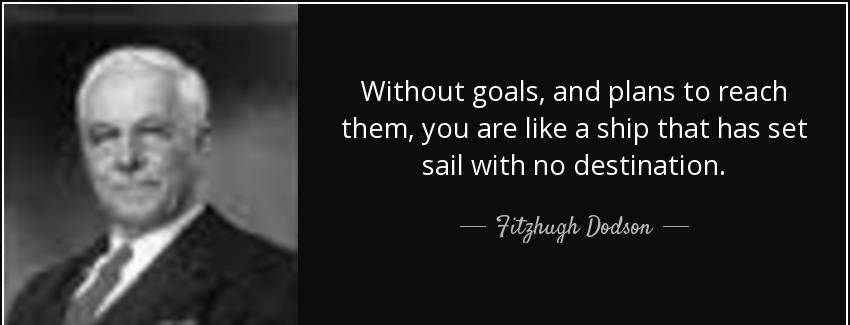 quote without goals and plans to reach them you are like a ship that has set sail with no fitzhugh dodson Quotes