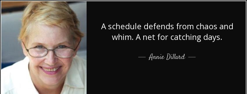 quote a schedule defends from chaos and whim a net for catching days annie dillard Quotes